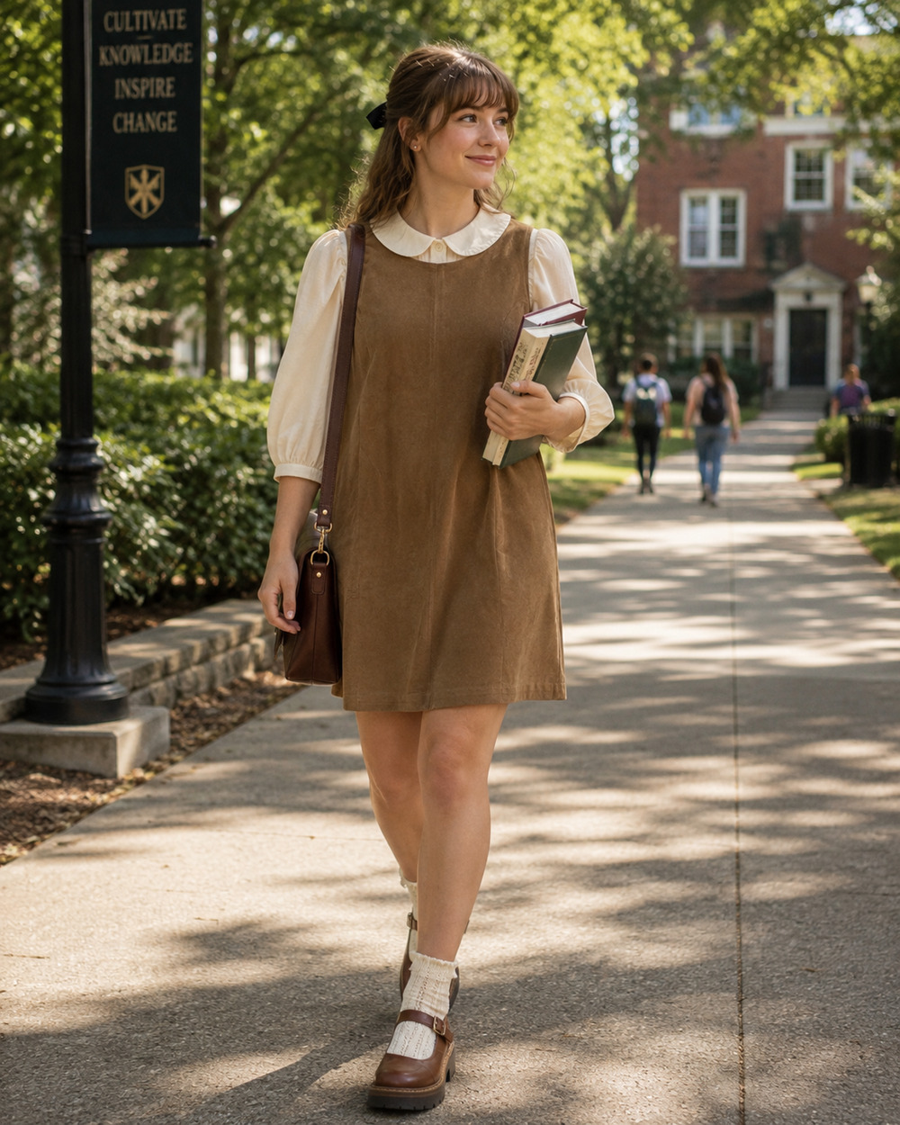 Wild Blue Sadie Robertson XL Faux Suede Jumper Dress Brown Twee Garden Pockets